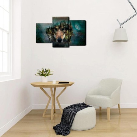 Modular painting on the subframe "Wolf's look" 26x50cm; 26x40cm; 26x32cm 50*80cm-2