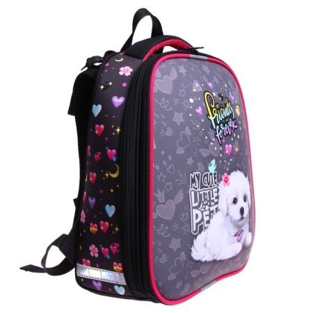 School backpack 38 x 30 x 16 cm, ergonomic back, Stavia "White Dog"-1