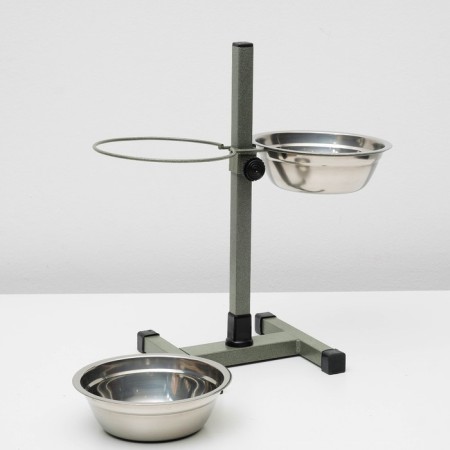 Stand with bowls, 2 x 700 ml, height 40 cm, collapsible, green-4