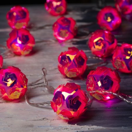 Garland “thread” 4.5 m with nozzles “Flower balls”, IP20, transparent thread, 15 LED, white glow, 220 V