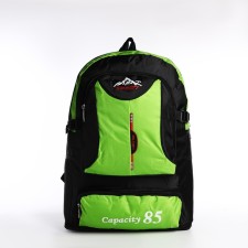 A thyroid backpack with an increase in 55l, 5 external pockets, green color