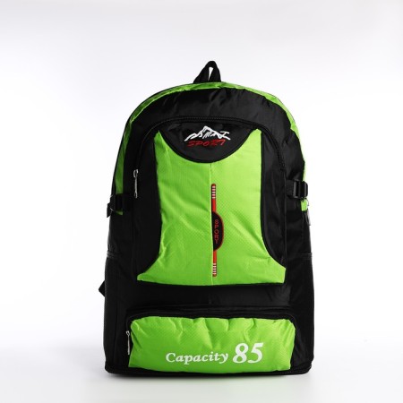 A thyroid backpack with an increase in 55l, 5 external pockets, green color