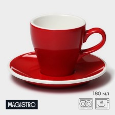 Coffee steam porcelain Magistro Coffee Time, 2 items: a cup 180 ml, a saucer d = 14.5 cm, red color