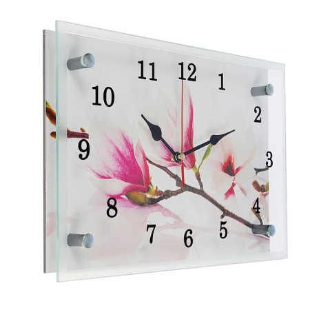 Carty watch is wall-mounted, interior "white-lilac flowers", silent, 30 x 20 cm-1