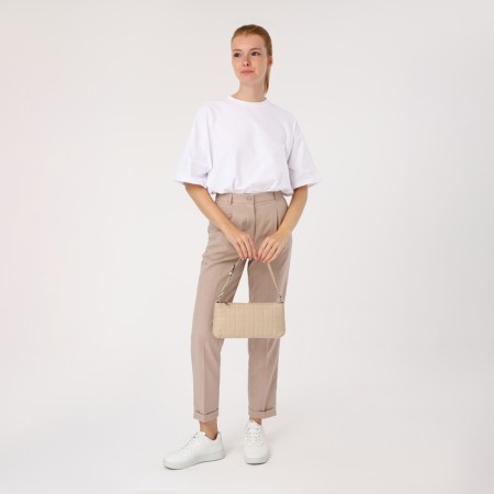 Baget bag with zipper, beige color-5