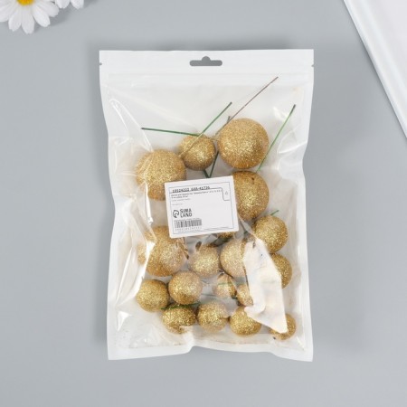 Decor for creativity "Balls Golden Brill" d = 2; 3; 3.5 and 4 cm set 20 pcs-5