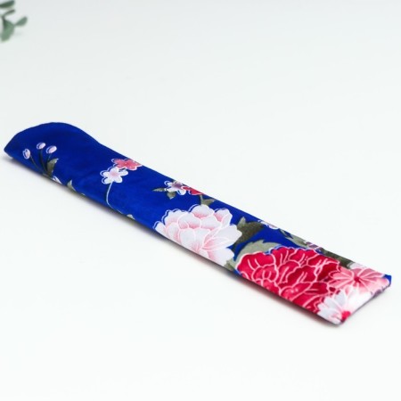 Fan bamboo, textile h = 21 cm "flowers" with a cover, blue-9