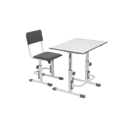 Polini Kids set growing transformer + adjustable stool, white-gray color