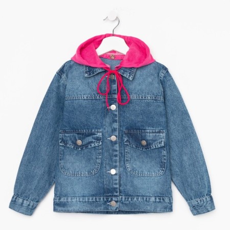 Denim jacket for girls, blue color, height 116 cm-8
