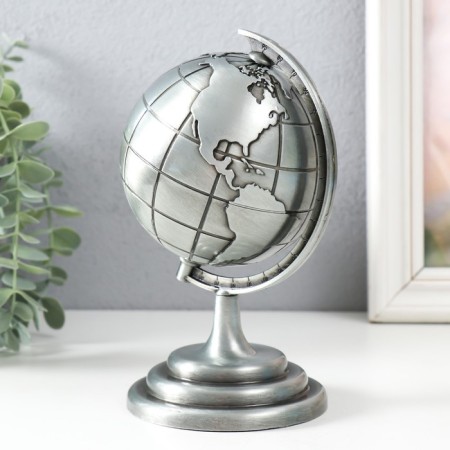 Souvenir Metal "Globe" silver 10.5x11x18.5 cm-2