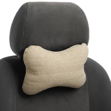 Car bone pillow, on the headrest, flax, beige, 16 x 24 cm-2