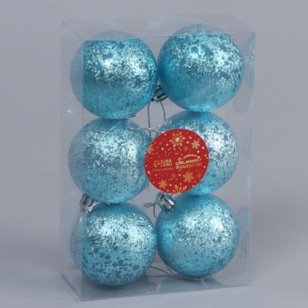 Set of balls plastic D-6 cm, 6 pcs "retro" blue-1