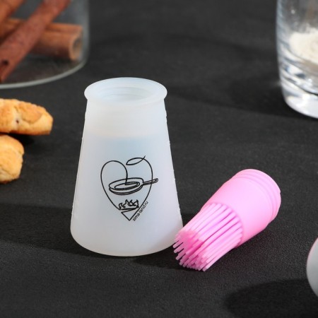 Oil brush “With Love”, 11.8 x 5.2 cm, silicone, pink color-5