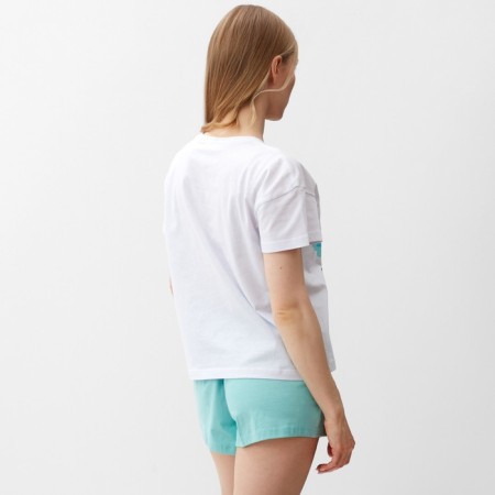 Female homemade set (T-shirt, shorts), mint color with flower, river 48-2