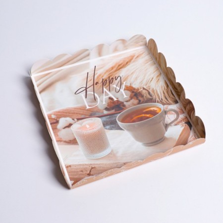 Cookie box, confectionery packaging with PVC lid, “Cozy evening”, 21 x 21 x 3 cm-3