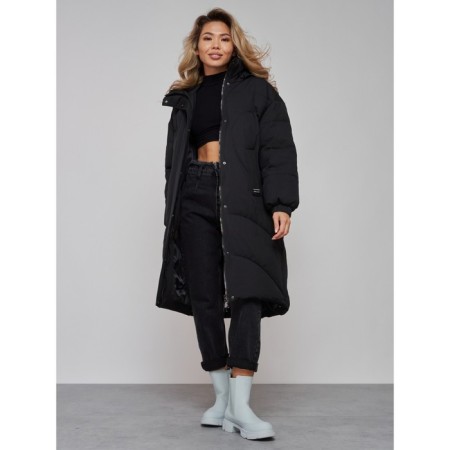 Coat insulated winter female, size 50, black color-16