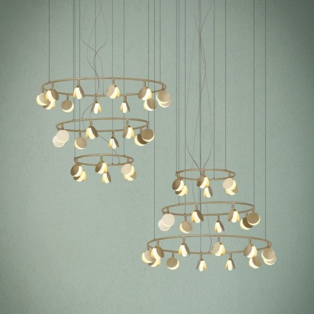 Suspended chandelier Mantra Shell, Led, 6360lm, 3000k, 300 mm, gold color-7