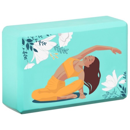 Sangh Flowers yoga block, 23x15x8 cm, turquoise color-11