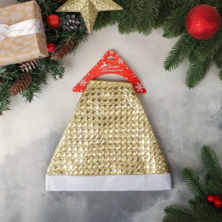 New Year's cap "Texture" 27x33 cm, gold-1