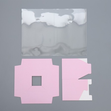 Gift box for flowers with a vase and PVC windows folding, packaging, "Love", 16 x 23 x 16 cm-2