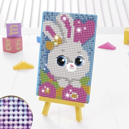 Diamond mosaic with partial filling on the stand for children "Bunny", 10 x 15 cm-2