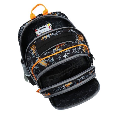School backpack 40x33x15cm, ergonomic back, Across 410, gray/yellow-7