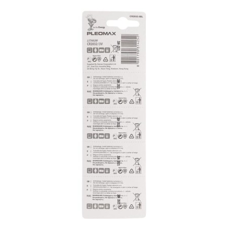 Battery Lithuanian Pleomax, CR2032-5BL, 3B, blister, 5 pcs.-1
