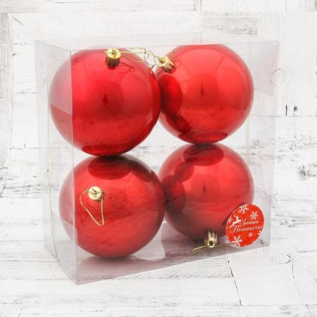 Set of balls plastic D-10 cm, 4 pcs "gloss" red-1