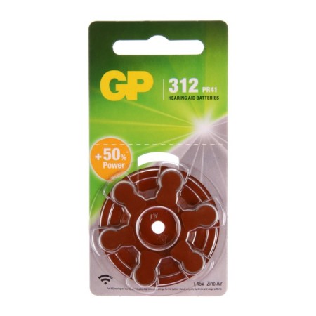 Battery of Zinc GP, ZA312 (PR41) -6BL, for hearing aids, 1.4V, blister, 6 pcs.-2