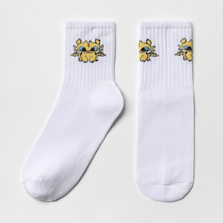 Socks, white/yellow dragon, size 20