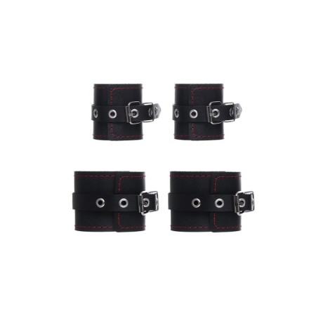 Bonding set 4 Pecado BDSM fixation points, genuine leather, black color-3