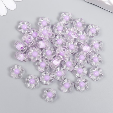 Plastic beads "Flower with purple middle" Gloss 20 grams 0.6x1.2x1.2 cm-2