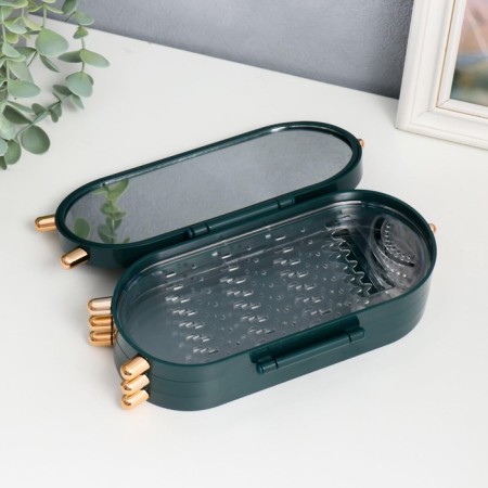 Casket Case for jewelry plastic "Oval" dark green 23.5x6.5x11.5 cm-4