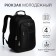 Youth backpack from textiles, 2 lightning departments, 4 pockets, reinforced handle, black color