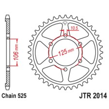 The rear star, driven by JTR2014 steel, chain 525, 50 teeth