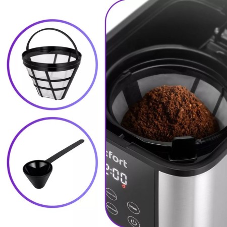 Coffee machine KitFort KT-7222, drip, 1000 watts, 1.5 l. Black-silver-1