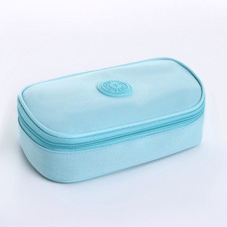 Style cosmetic bag, 21.8*12.5*6, zipper, turquoise