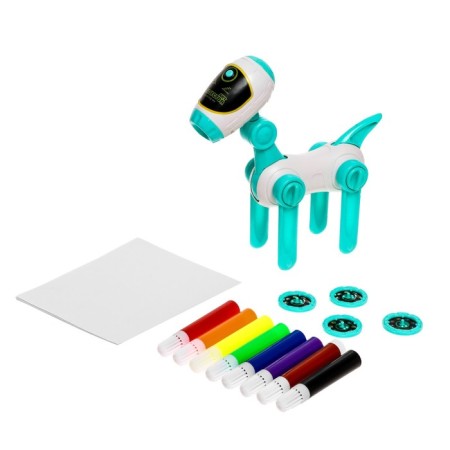 Projector-lamp for drawing "Space Dog", 4 slides, 32 pictures, 8 felt-tip pens, mix-1