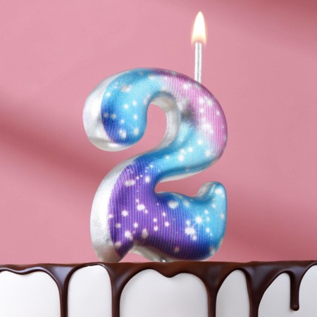 Candle for the cake number "2", space, 5.5 cm, 16 minutes