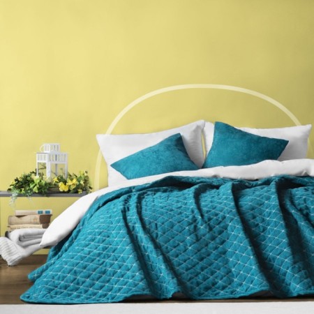 Bedspread with pillowcases "Tina", size 230x250 cm, turquoise color-1