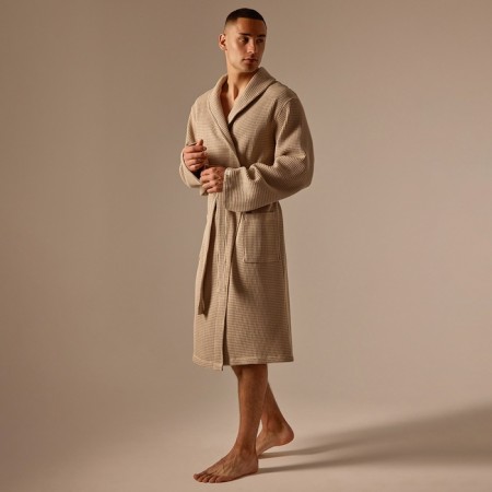 Wafel dressing gown Male SL Home: Basic "Sabbia", size L, 100% cotton, 300 g/m2-7
