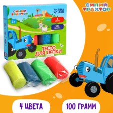Modeling dough, 4 colors, 25 grams, blue tractor