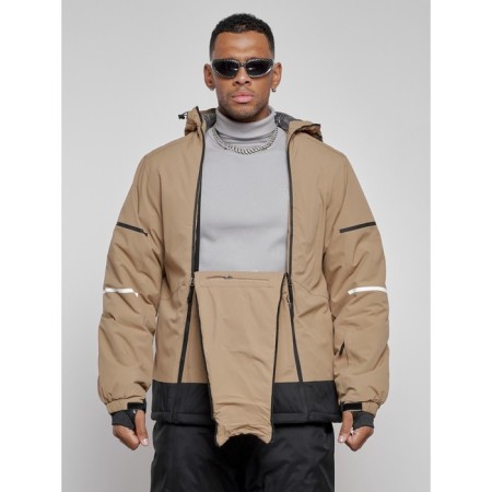 Ski costume male winter, size 48, beige color-7