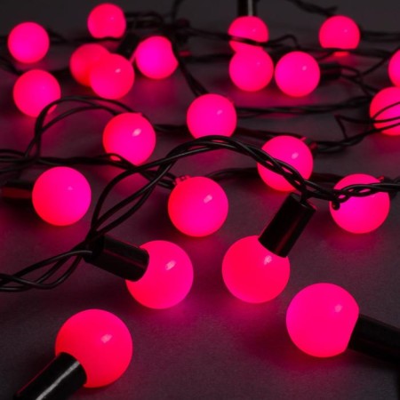 Garland “thread” 10 m with nozzles “balls 2.5 cm”, IP44, dark thread, 100 LED, pink glow, 8 modes, 220 V