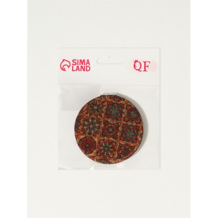 Mirror folding "Ornament", D = 7.2 cm, with an increase, brown/orange color-5