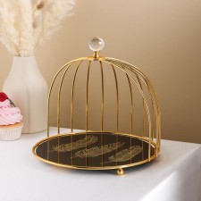 Round “Feat” stand for desserts, 26 × 26 × 23 cm, the color of the metal of the gold