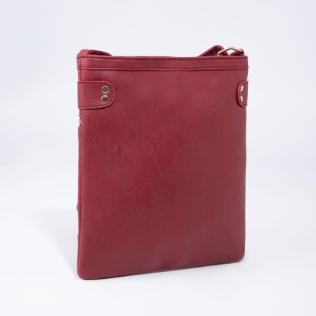Cross-Bodi bag with zipper, burgundy color-1