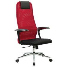 Armchair for the head of Brabix Premium Ultimate EX-801 chrome, mesh x2, black/red