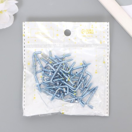 Metal hook (set 40 pcs) silver 2.5x0.5 cm, mix-9