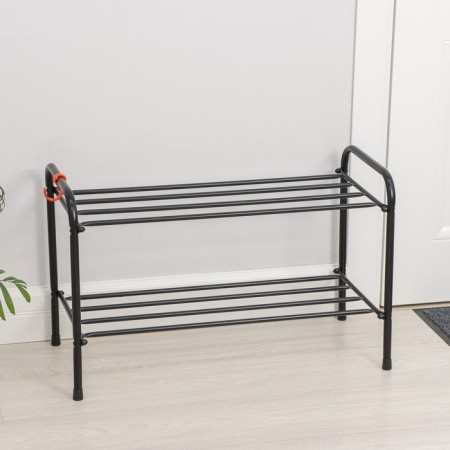 Shoe stand, 2 tiers, 65 × 30 × 45 cm, black color-1